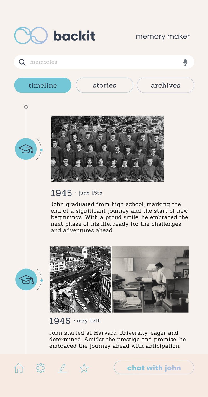 BackIt mobile timeline view