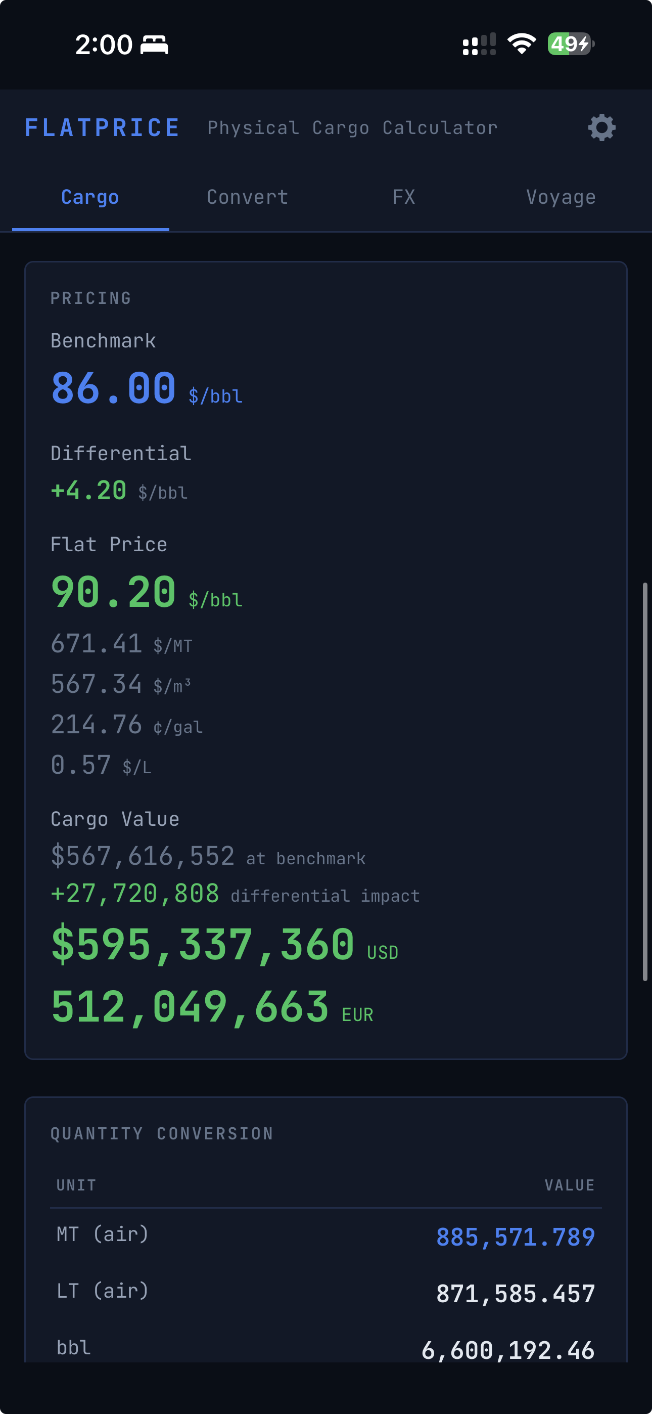 FlatPrice iOS app, tabbed skin